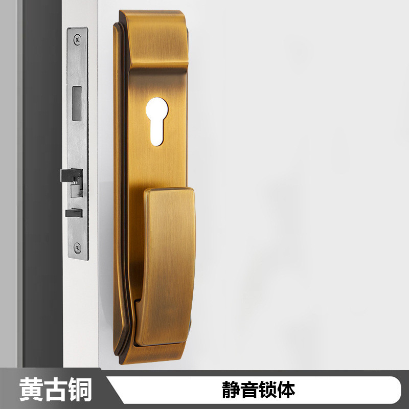 推压式房门锁锁具静音分体直推门锁家用室内卫生间前后门把手卧室