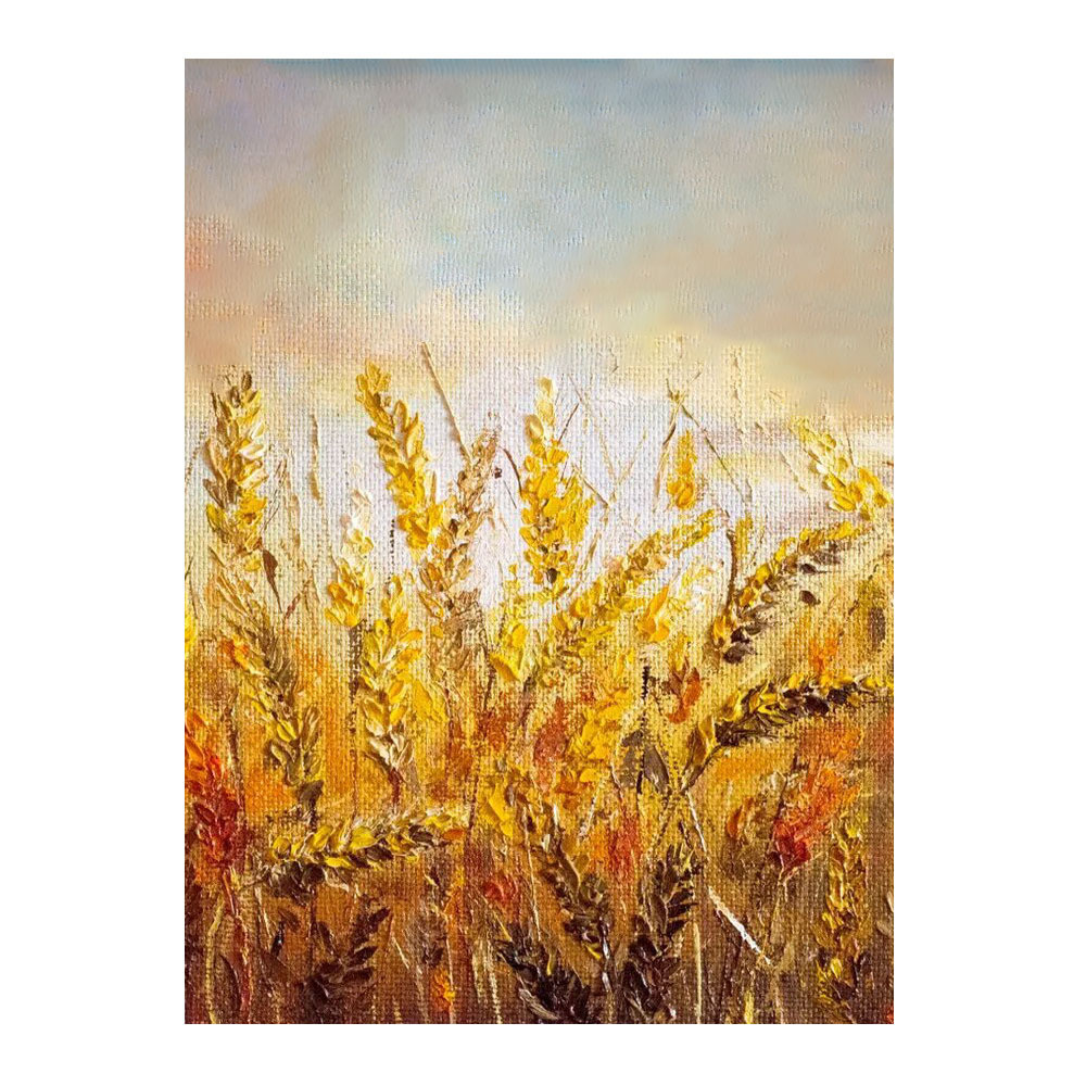 大芬村纯手绘抽象麦穗油画肌理厚丙烯装饰画客厅玄关画落地挂画图片