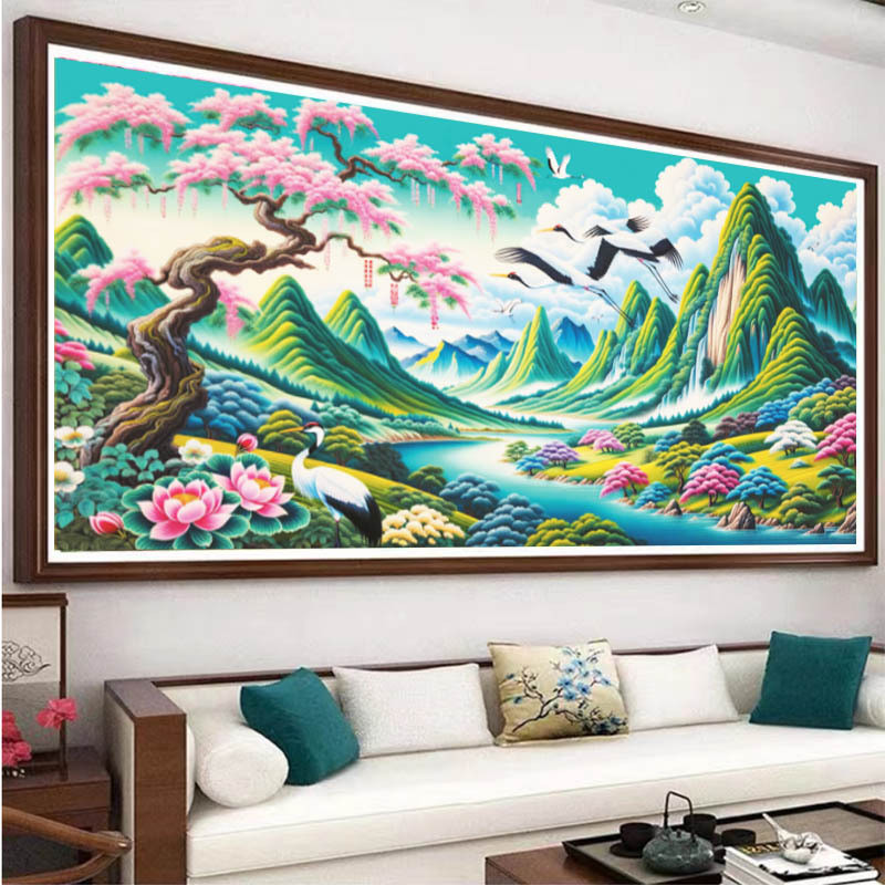 桃源静乡十字绣新款线绣客厅满绣风景画十字绣大幅批发