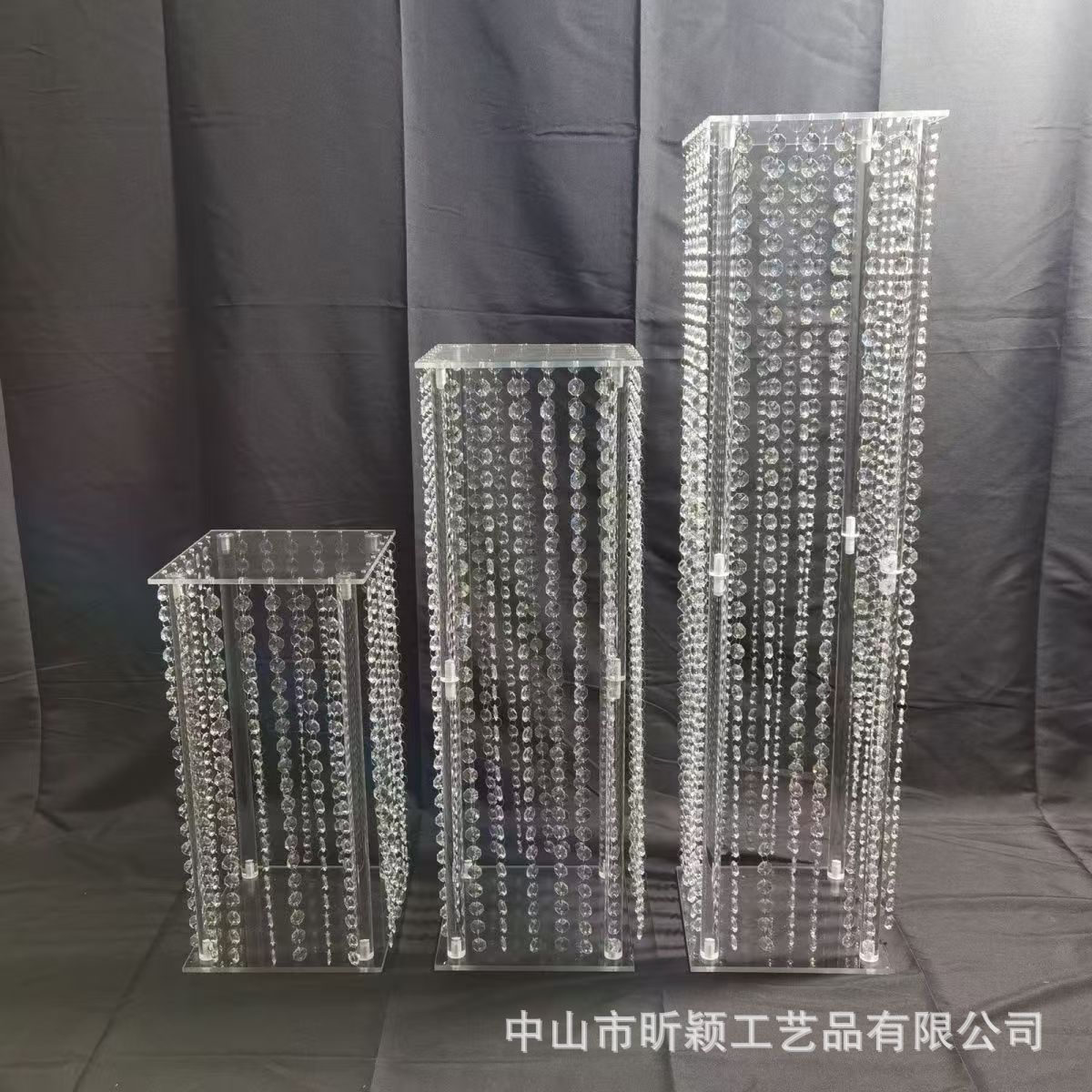 热销透明婚庆道具创意亚克力路引婚庆水晶珠帘花架餐桌t台摆件装