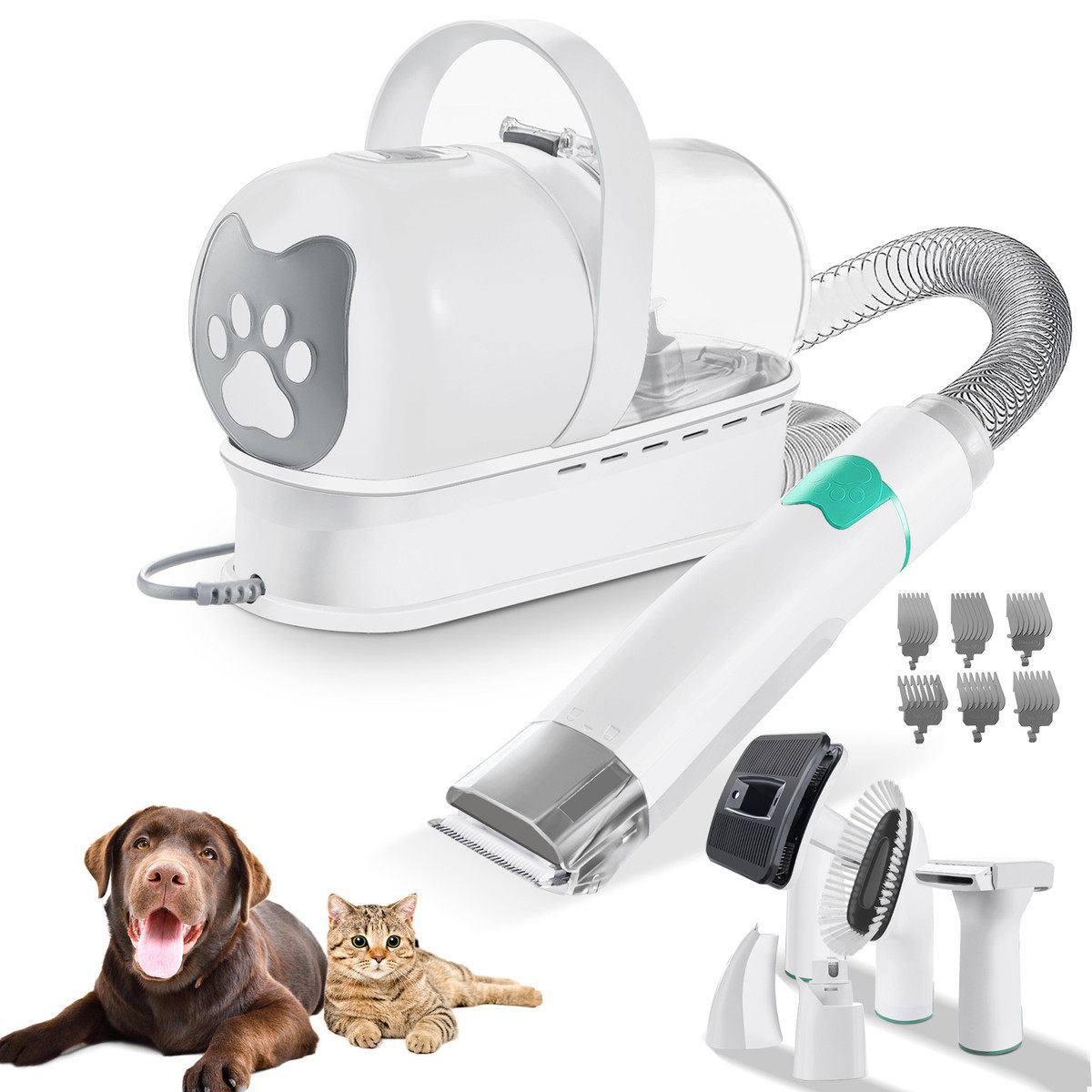 新款塑料7狗狗1多功能宠物理毛器套装合猫吸尘修剪剃毛一