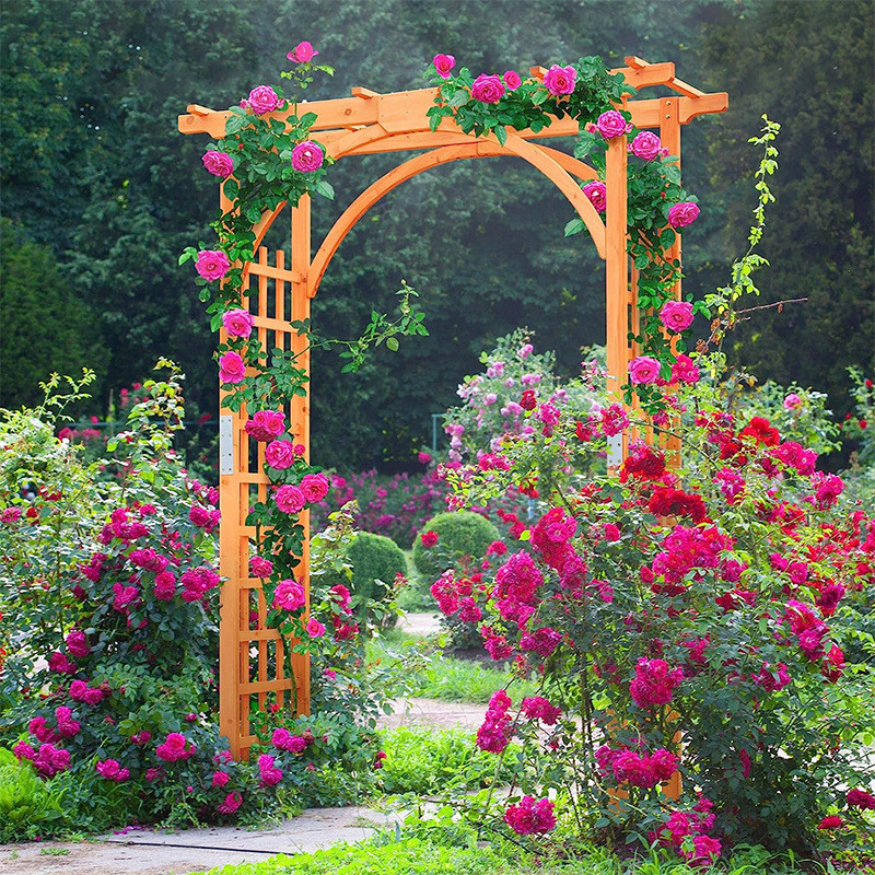 热销花拱形拱门庭院拱门花架爬藤架户外花园装饰园木栅栏门园林木