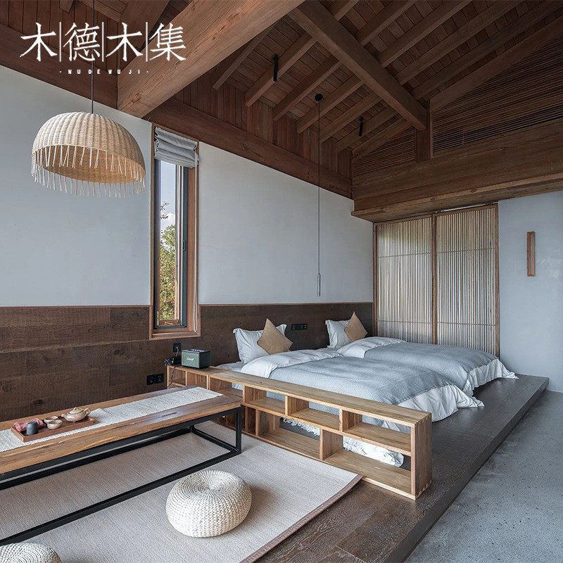 度假酒店床电视柜组合会所民宿旅馆床箱定制标间家具全配套