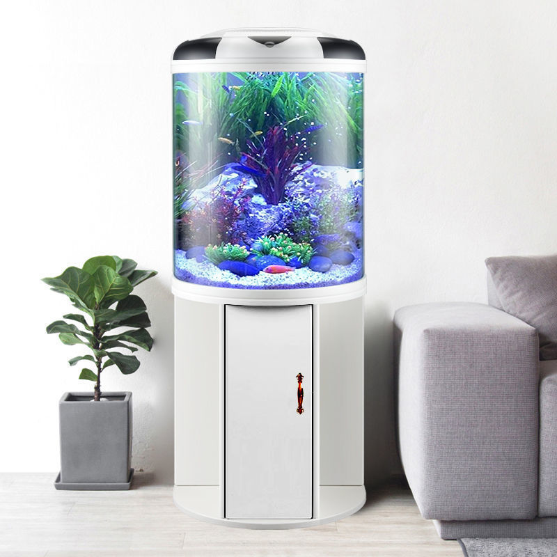热销bib闽江半圆鱼缸玻璃家用小型水族箱客厅生态圆柱自循环生态