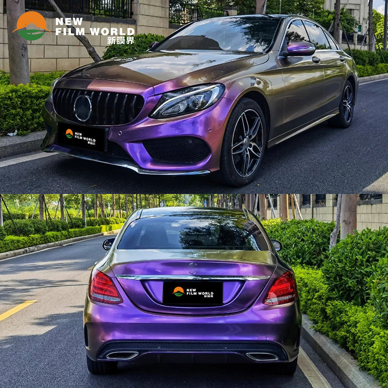 热销汽车改色膜全车贴膜工厂直销车衣改色膜变色龙系列变色龙酱紫