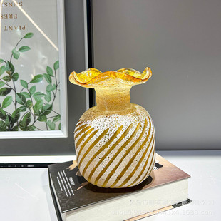 高级感磨刻简约芬高级花瓶餐桌办公室顿装 饰创意摆件样板间插花器