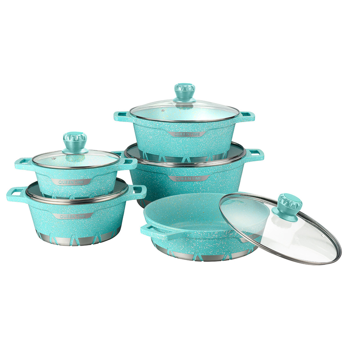 汤锅不粘锅煲汤炖锅锅具套装10pcs铝锅压铸家用十件套pot