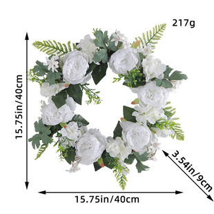 纵鸿门白色花环挂饰节日仿真花藤圈枯枝挂橱窗装饰道具壁饰
