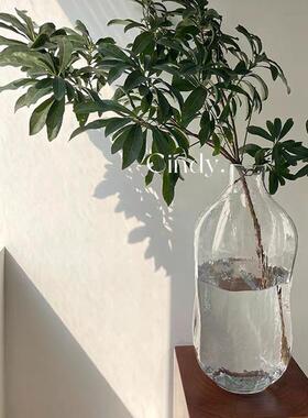 风自然形态侘寂北欧玻璃花瓶水波纹不规则小口落地花器批发