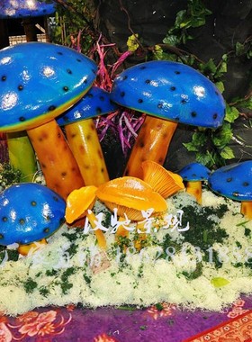 热销公司各类雕塑展主题大型蘑菇雕塑笑脸花树桩仿真效果制作