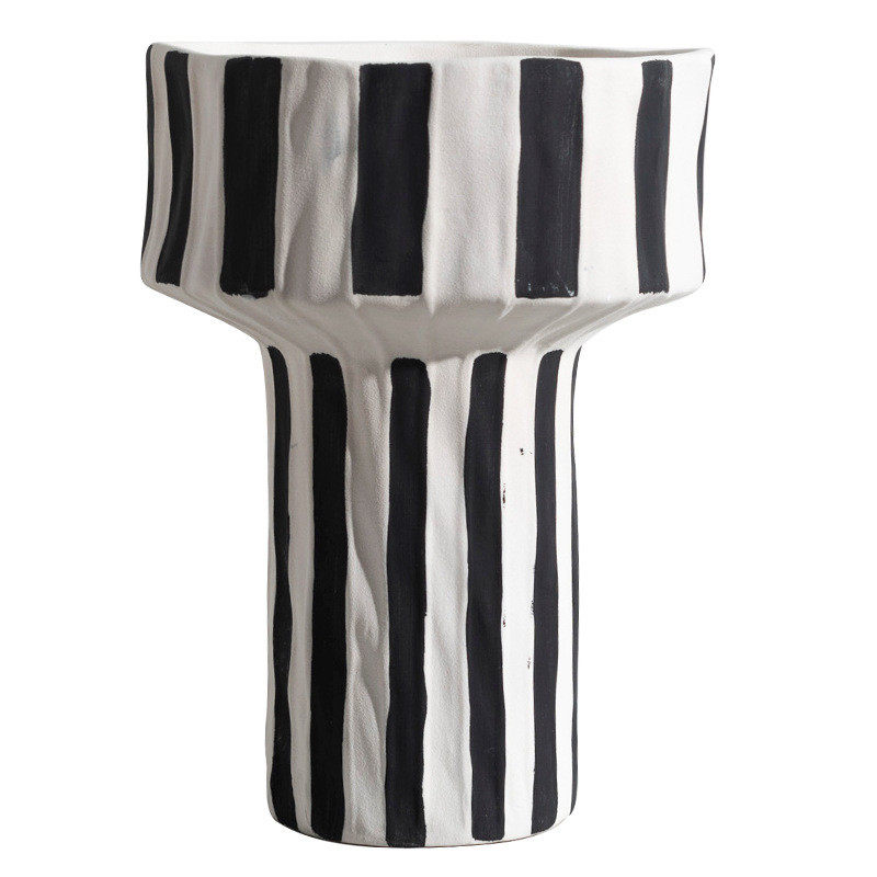 热销宽口条纹花器摆件陶瓷插花干花客厅电视柜玄关酒柜餐桌装饰品,特色手工艺,青花瓷,淘宝优惠券,粉丝福利购,淘宝优惠卷