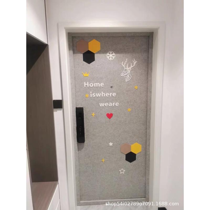 改色门贴纸自粘防盗门入户门改造创意毛毡板翻新毛毡北欧装饰隔音
