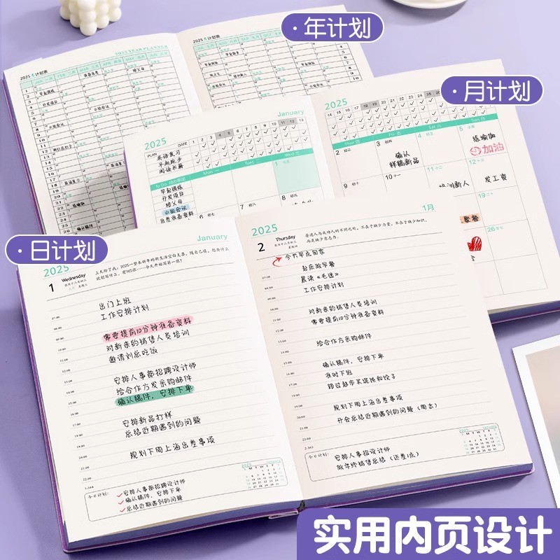 2025年日程本计划表新款笔记本子工作日志24年记事日记日历一日一