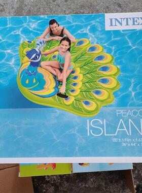 intex57250排孔雀坐骑浮超大冲浪板充气躺椅水上戏水游泳用品