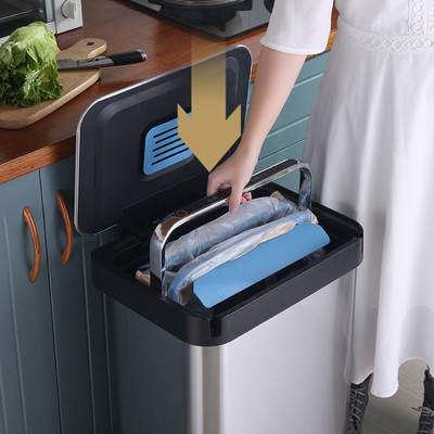 家用可压缩厨房垃圾桶不锈钢大号客厅带盖脚踏式卫生间垃圾桶方形