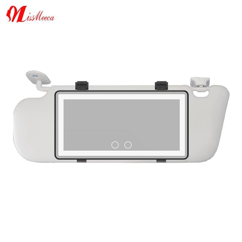 充电带折叠汽车遮阳板三面车载化妆镜款led补光灯三折车载镜