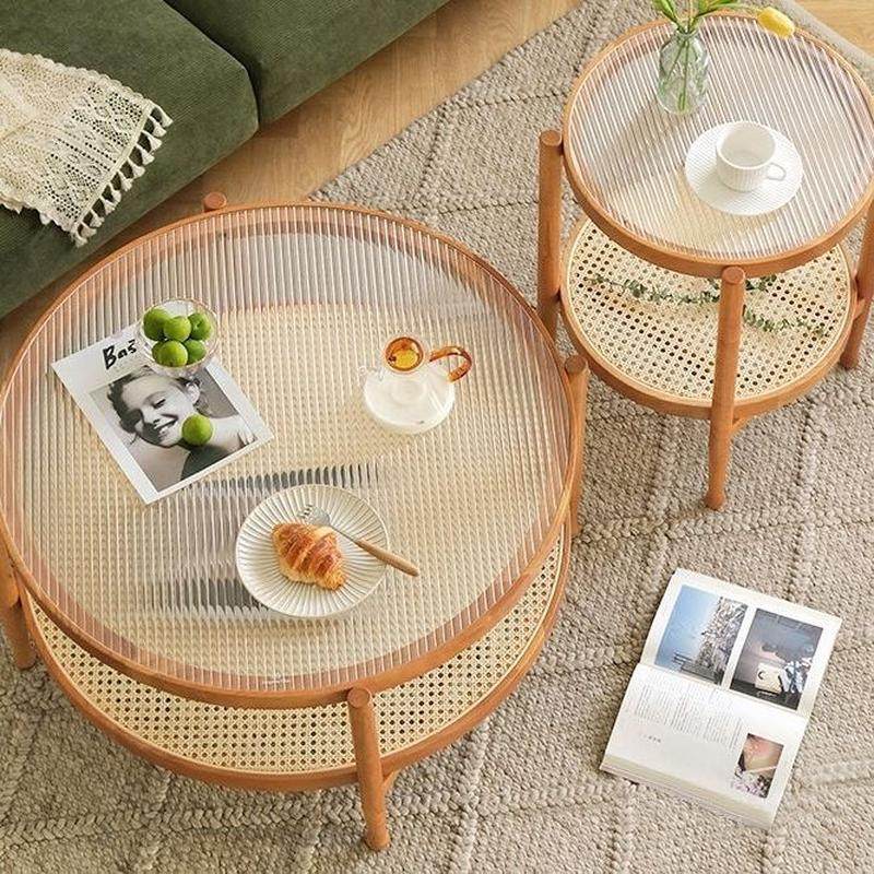 北欧实木日式家用藤编小户型现代圆形茶几客厅创意轻奢小户型组合,住宅家具,茶几,淘宝优惠券,粉丝福利购,淘宝优惠卷