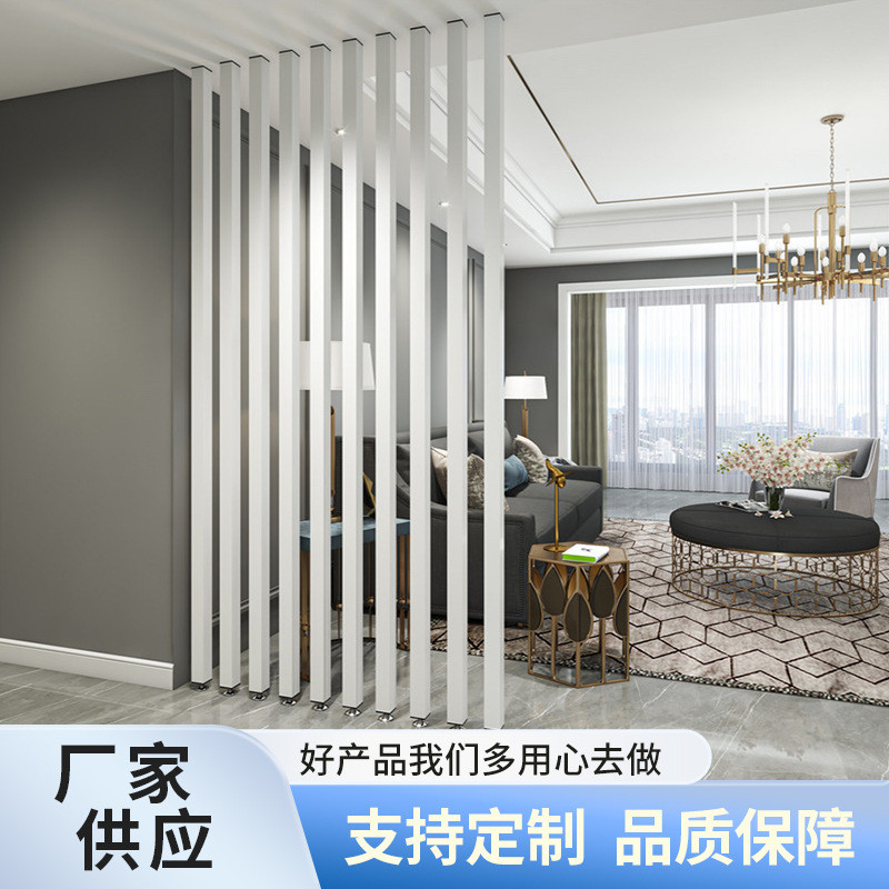 木纹铝屏风装修铝合金隔断铝方通天花立柱铝方管屏风装饰格栅
