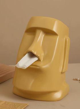 北欧抽纸盒创意石像纸巾盒轻奢家用多功能餐桌家居卧室装饰品摆件