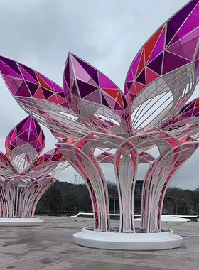 大型不锈钢园林雕塑户外艺术品摆件发光金属广场不锈钢景观雕塑