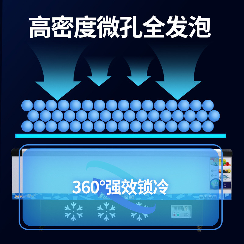 热销岛岛柜超市大容量冷冻柜卧式冰柜速冻柜冷冻展示柜平面商用柜