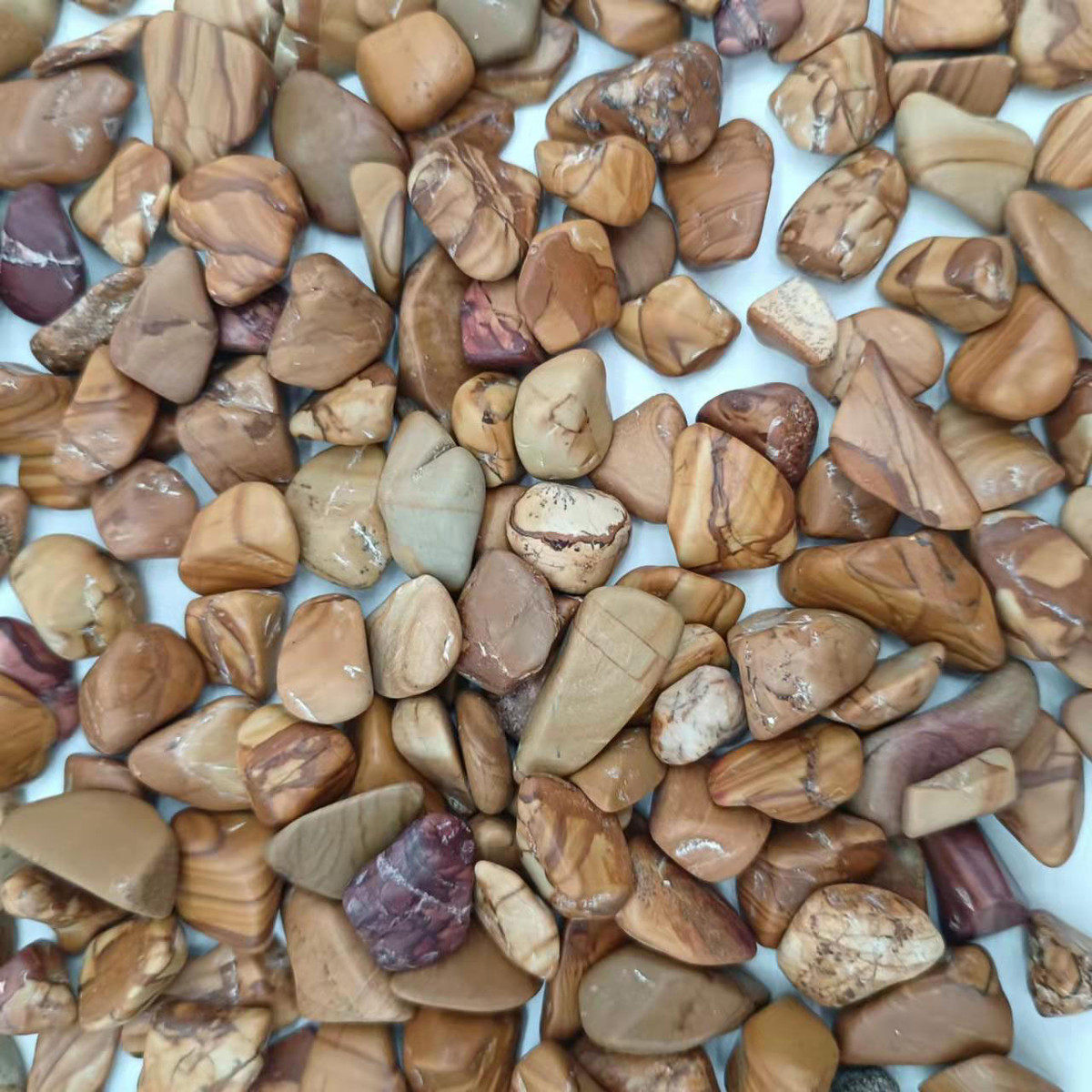 热销抛光供应木纹黄石子黄色水洗石机制厂家鹅卵石建筑铺路