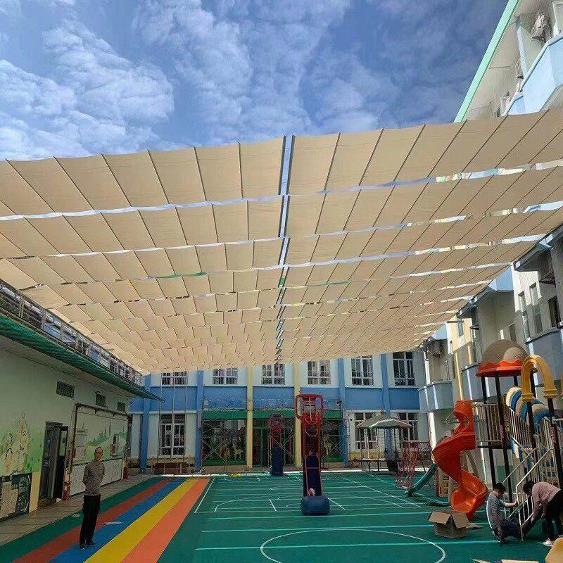 操场幼儿园罗田户外遮阳帘游乐场商业街学校电动防晒帘医院内遮阳