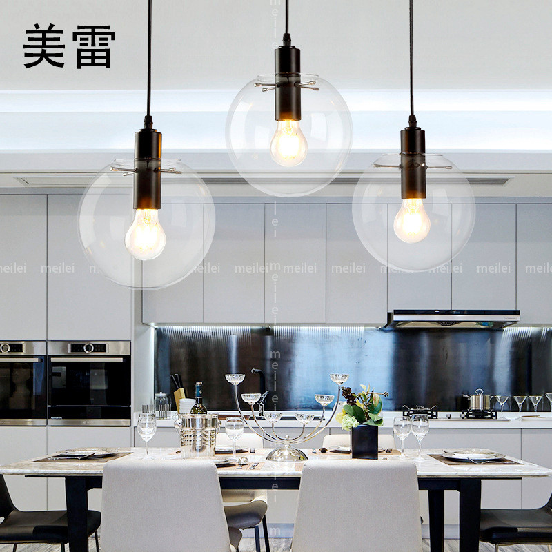 北欧吊灯简约餐桌创意橱窗吧台奶茶店个性网红单头玻璃圆球餐厅灯