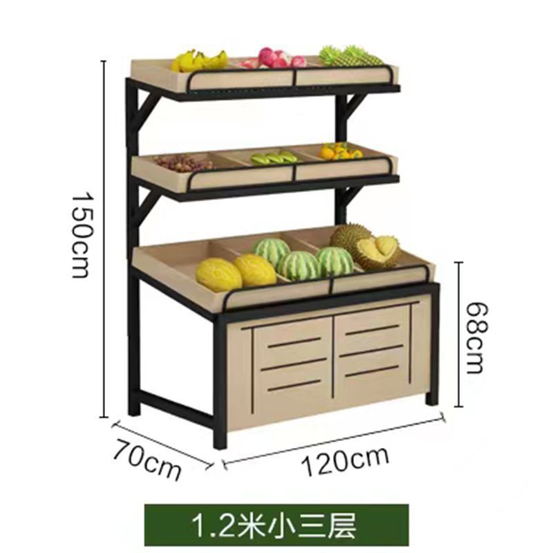 超市蔬菜架子商用木便利店店货架多功能双层果蔬展示架多层钢水果