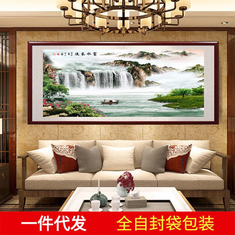 2018新款5d钻石画富水长流十字绣满钻石绣风景画流水生财客厅大幅
