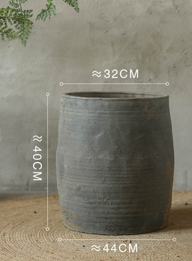 花瓶批发纯手工圆柱土陶罐摆件落地大花盆陶瓷复古民宿造景田园