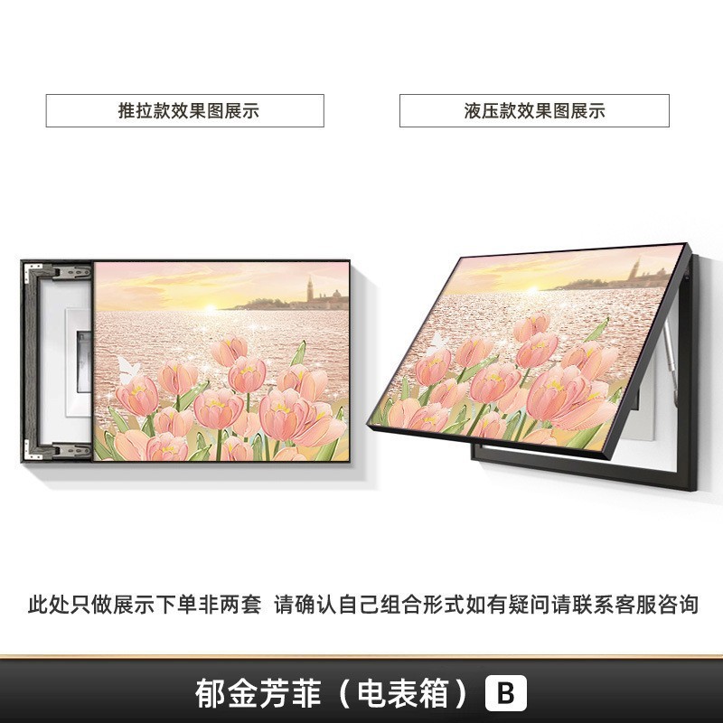 花卉郁金香电表箱装饰画可遮挡推拉开关电闸挂画北欧客厅配电箱画图片