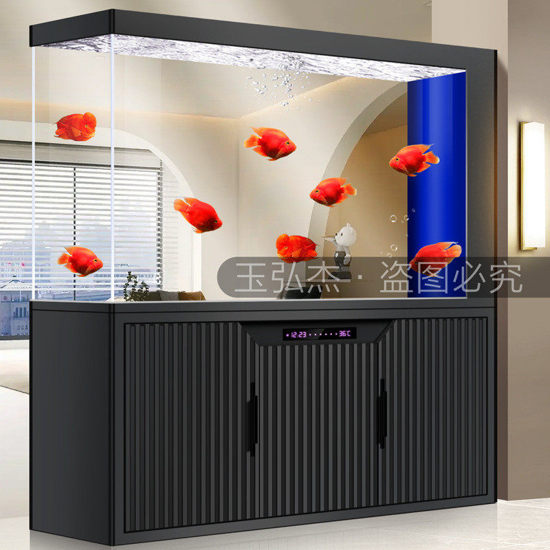 智能屏风隔断中大型鱼缸客厅水族箱底滤懒人免换水超白玻璃龙鱼缸