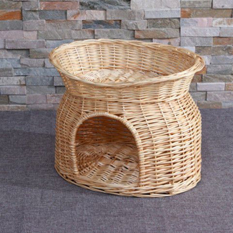 藤编猫窝四季通用全封闭式猫窝夏季凉窝猫猫屋猫笼猫别墅舍批发