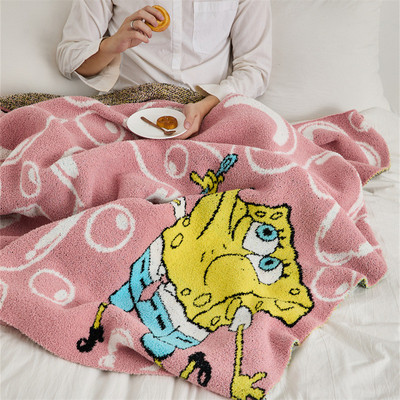 瑞景纺织卡通海绵宝宝系列针织毛毯秋冬客厅绒儿童房半边盖毯