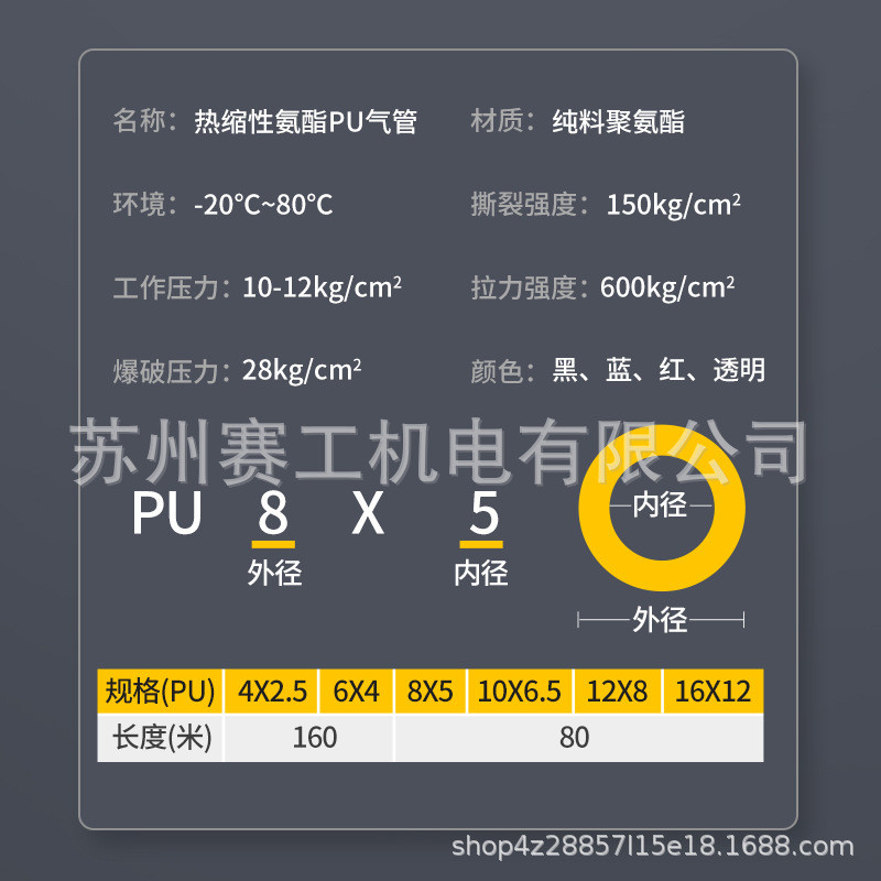 热销pu透明软管8mm空压机气动气泵高压4/6/10/12/14/16气管木工压
