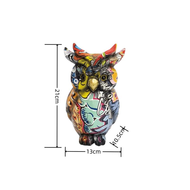 摆件木刻效果爆款猫头鹰居家办公书房花园节日水转印