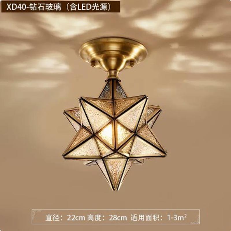 美式卧室吸顶灯全铜星星书房过道楼梯吸顶灯现在简约创意家用灯具