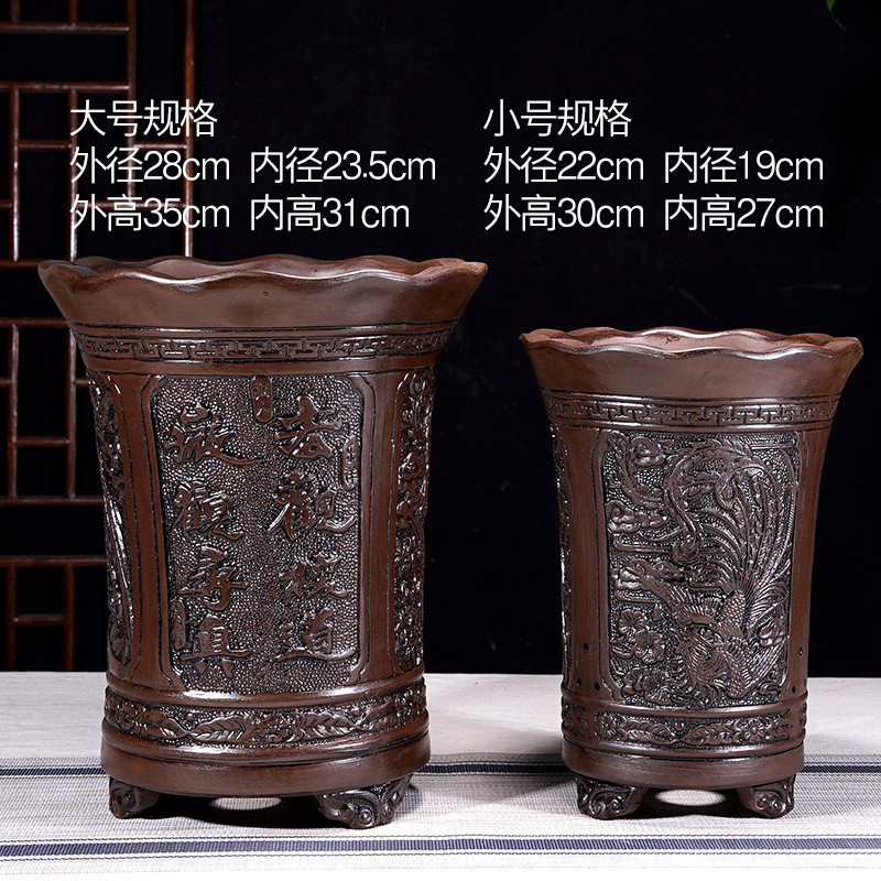 陶瓷大号兰花盆特大号粗陶花卉仿古浮雕盆室内紫砂花盆盆批发