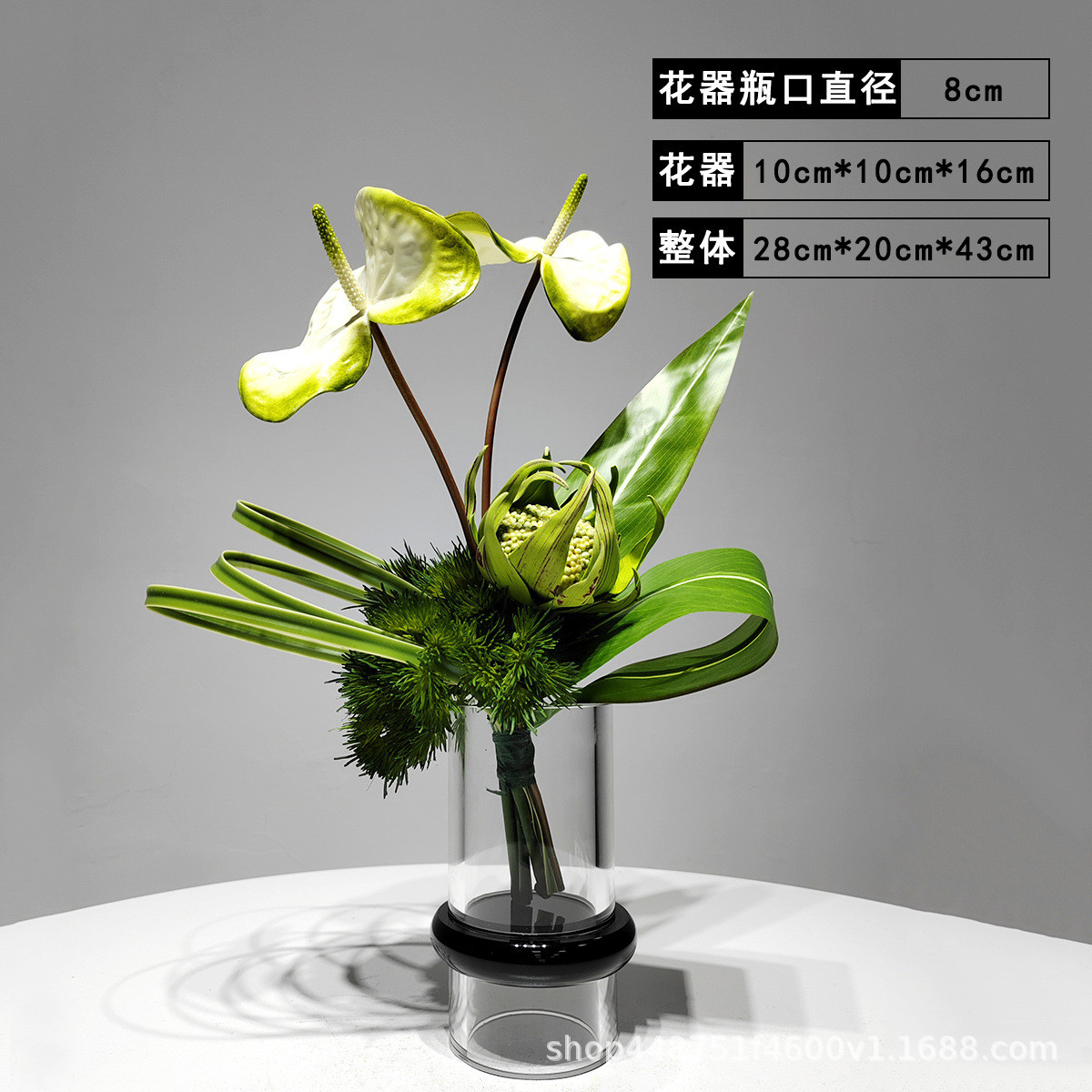 简约现代绿色仿真花艺插花洽谈桌样板房茶几餐桌工艺品面假花摆件