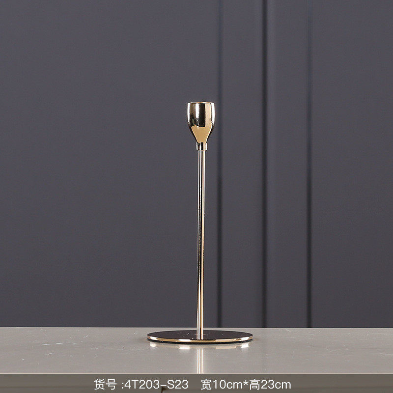 铁艺西家居博创意电镀金色烛台简约金属蜡烛器皿晚餐摆件装饰品