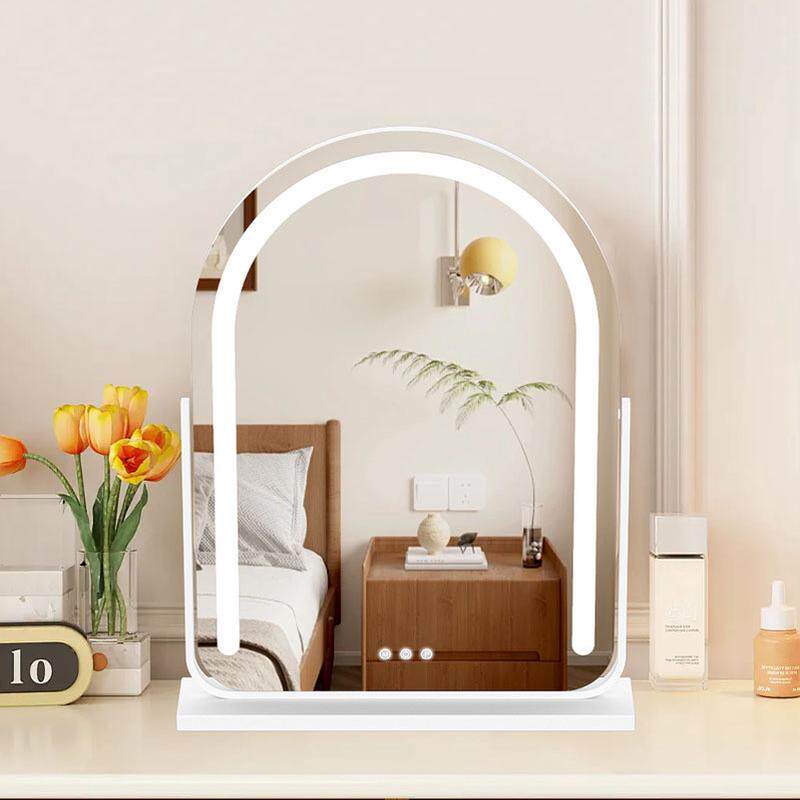 led化妆镜补光带灯镜子台式桌面卧室妆镜插电款美妆u形镜梳妆镜