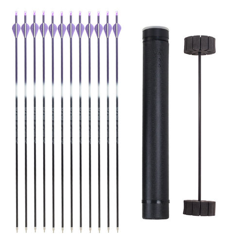 彩色混混碳箭12支箭筒组合装复合滑轮两用反曲弓魅影勇士高碳碳箭