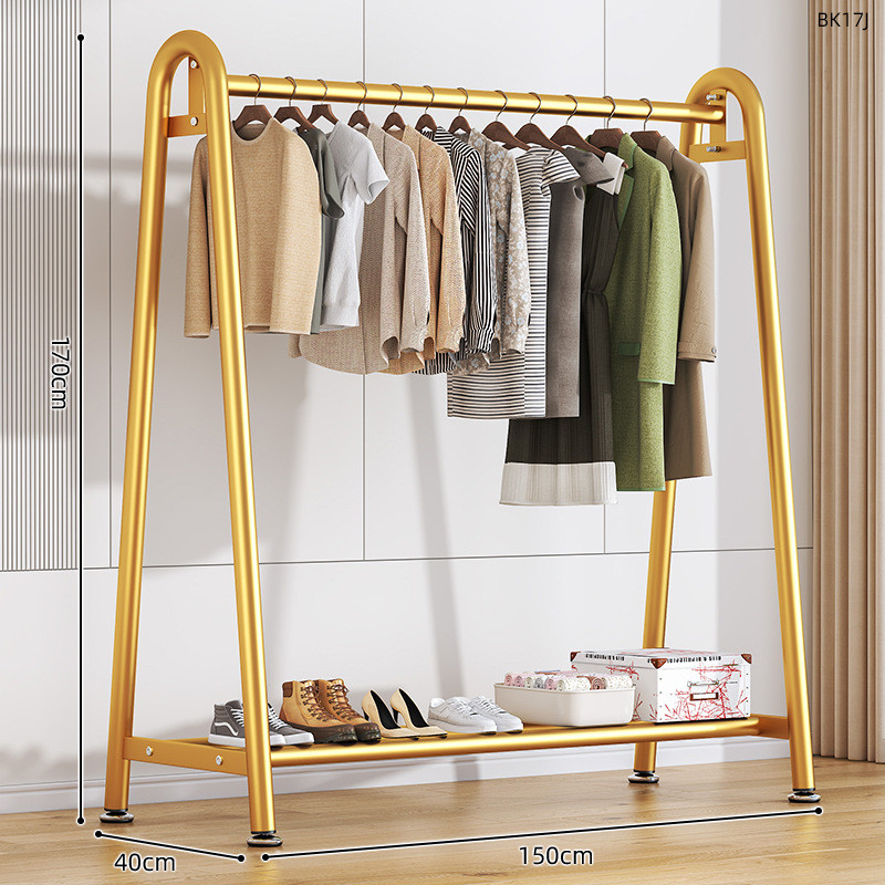 衣帽架落地加粗家用晒衣架卧室挂衣杆简易单杆式阳台晾衣架