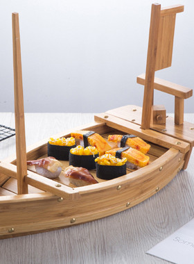 热销餐具盘干冰船刺身拼盘日式料理船餐具碳化寿司摆船刺身饰批发