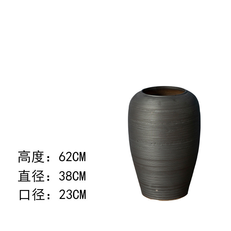 复古做旧陶罐景德镇陶瓷花器客厅玄关插花落地大花瓶粗陶摆件组合