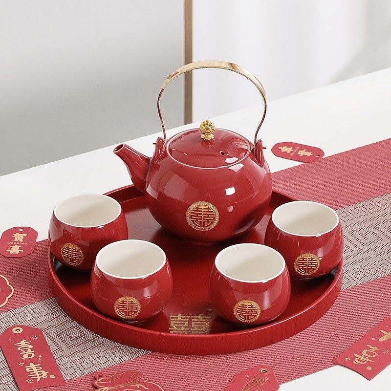 喜茶壶茶具套装敬茶杯托盘改口陪嫁结婚新人婚庆用品茶杯婚礼敬酒,节庆用品/礼品,喜碗/敬茶杯,淘宝优惠券,粉丝福利购,淘宝优惠卷