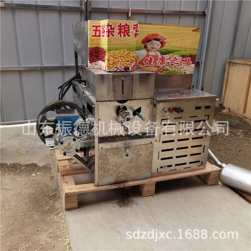 四缸静音双头膨化机厂家大米膨化机流动摆摊柴油杂粮膨化机视频