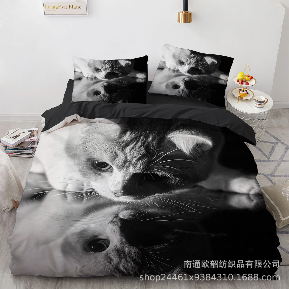 ebay三件套 套件3d猫咪印花床上用品四件套 外贸家纺