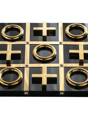 现代简约样板房象棋xo棋盘别墅会所摆件摆件书房客厅摆设工艺品